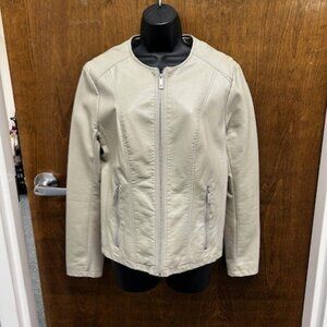 Kenneth Cole Reactions Faux Beige Leather Jacket